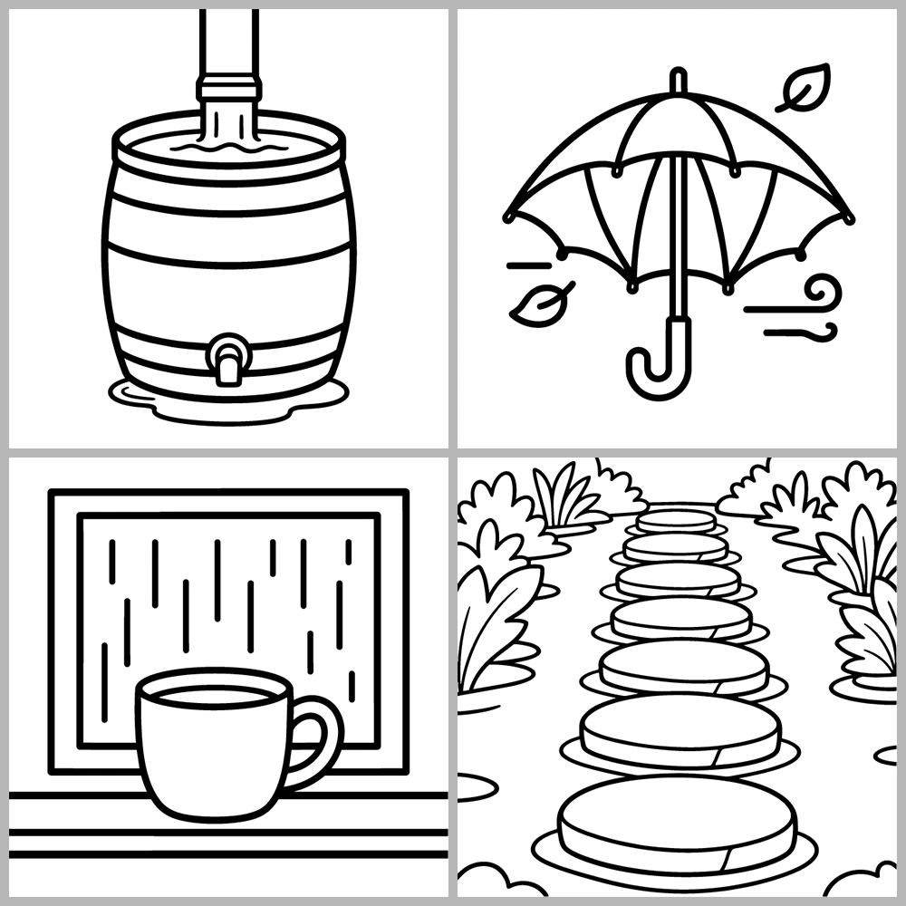 Cozy Rainy Days Coloring Book