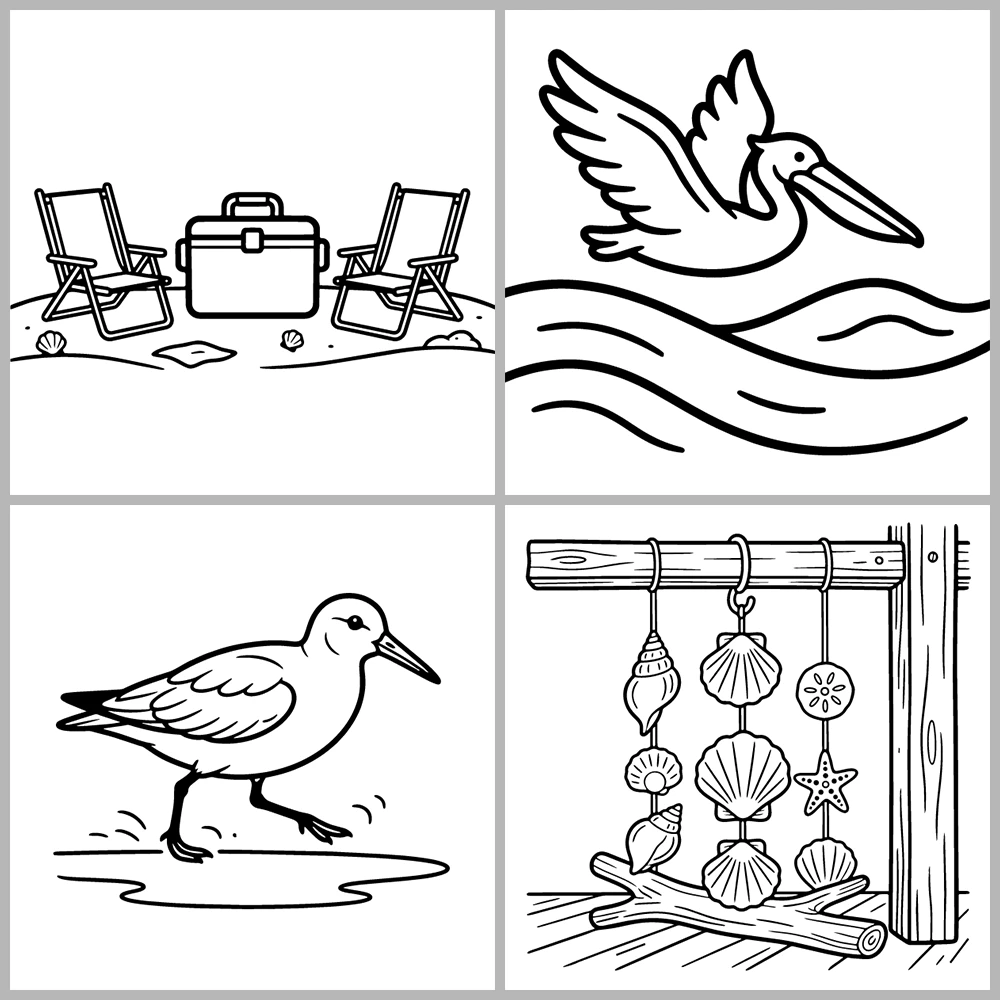 Cozy Ocean and Beach Coloring Book