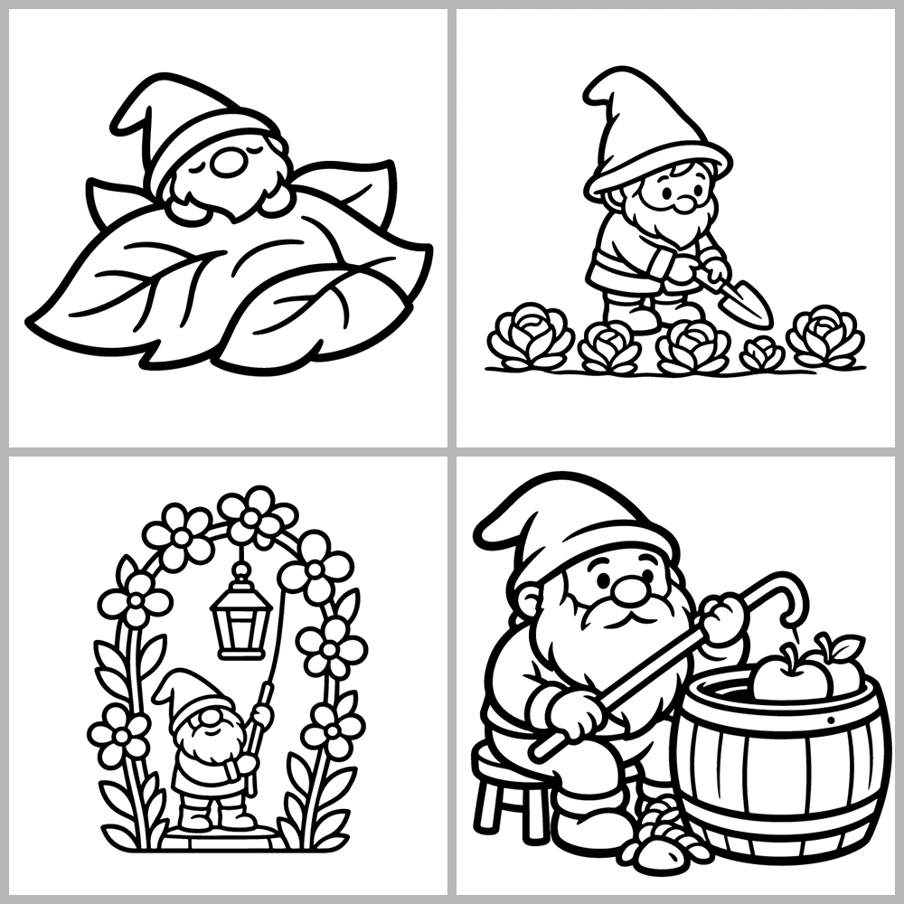 Cozy Gnomes and Little Folk Coloring Book