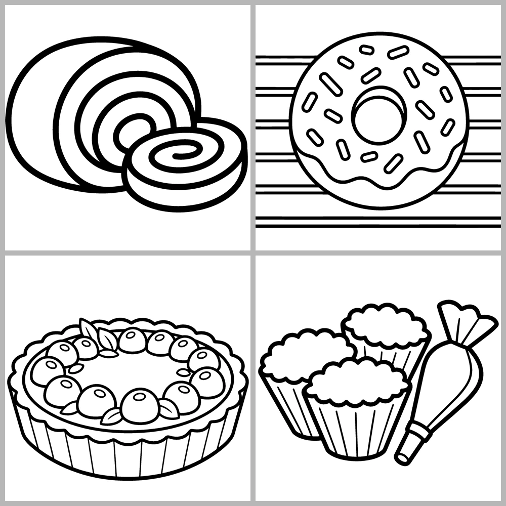 Cozy Desserts – Bakery Coloring Book