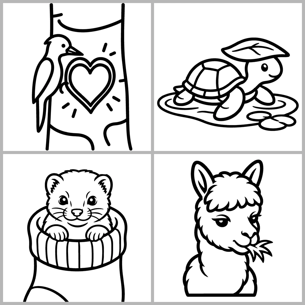 Animal Coloring Book with Bold, Simple Drawings.