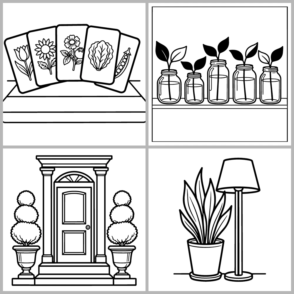 Cozy Plants and Garden Coloring Book