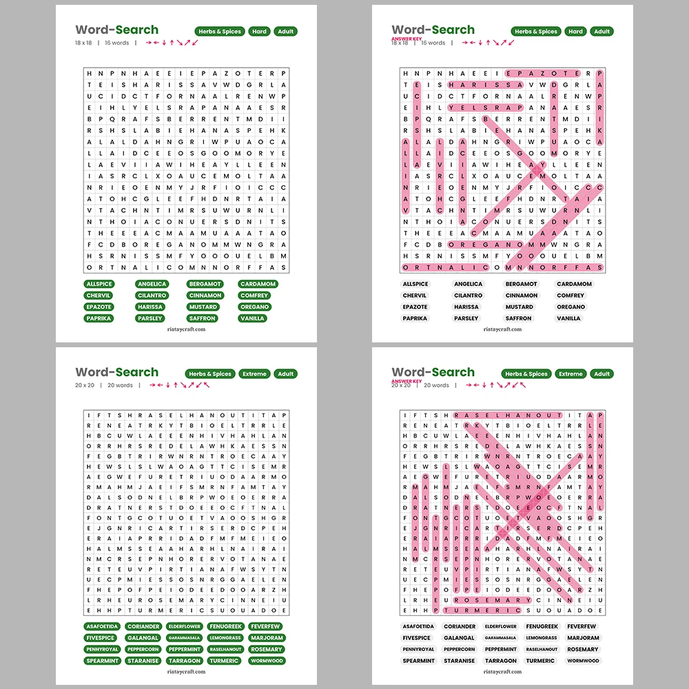 Word Search – Accounting & Bookkeeping – Ice Cream Flavors – Themes