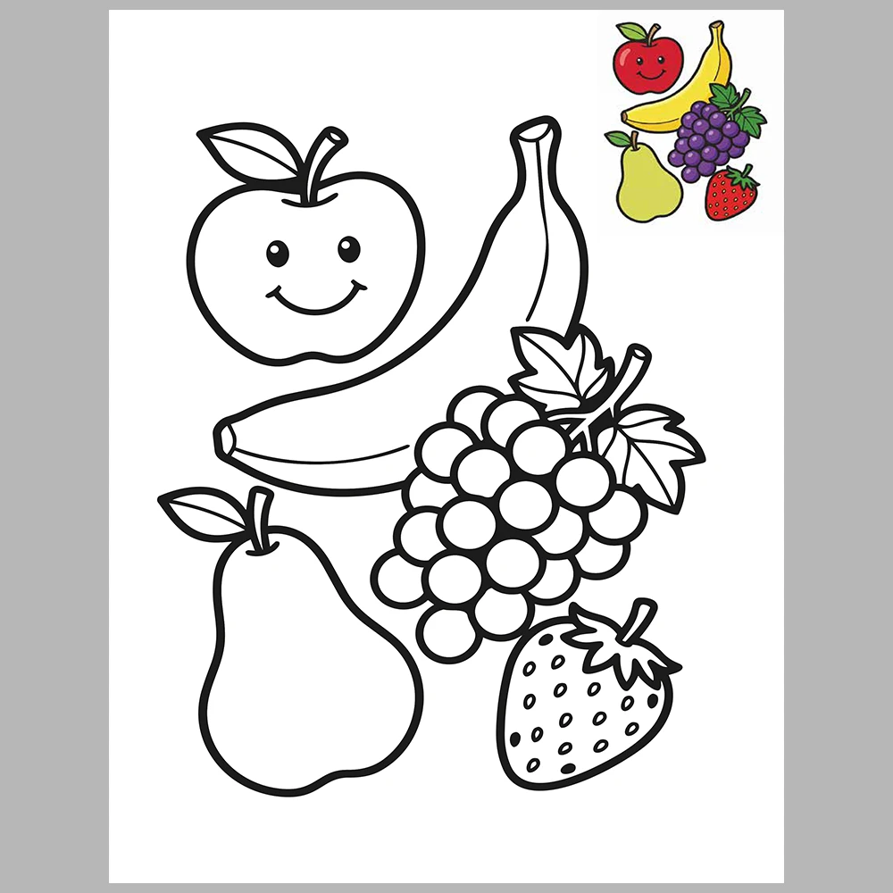 Mixed coloring pages for children aged 3/5 – With reference images (Vol. 2)