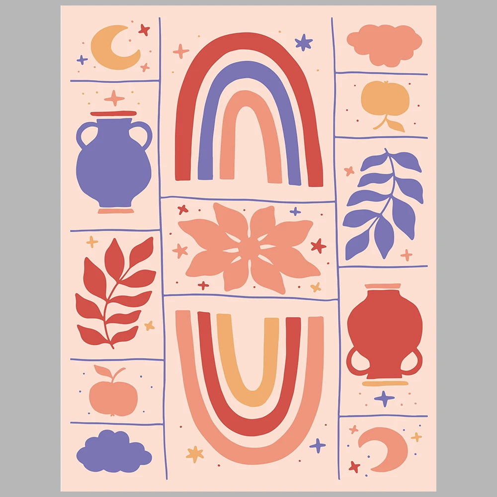purple and orange themed posters