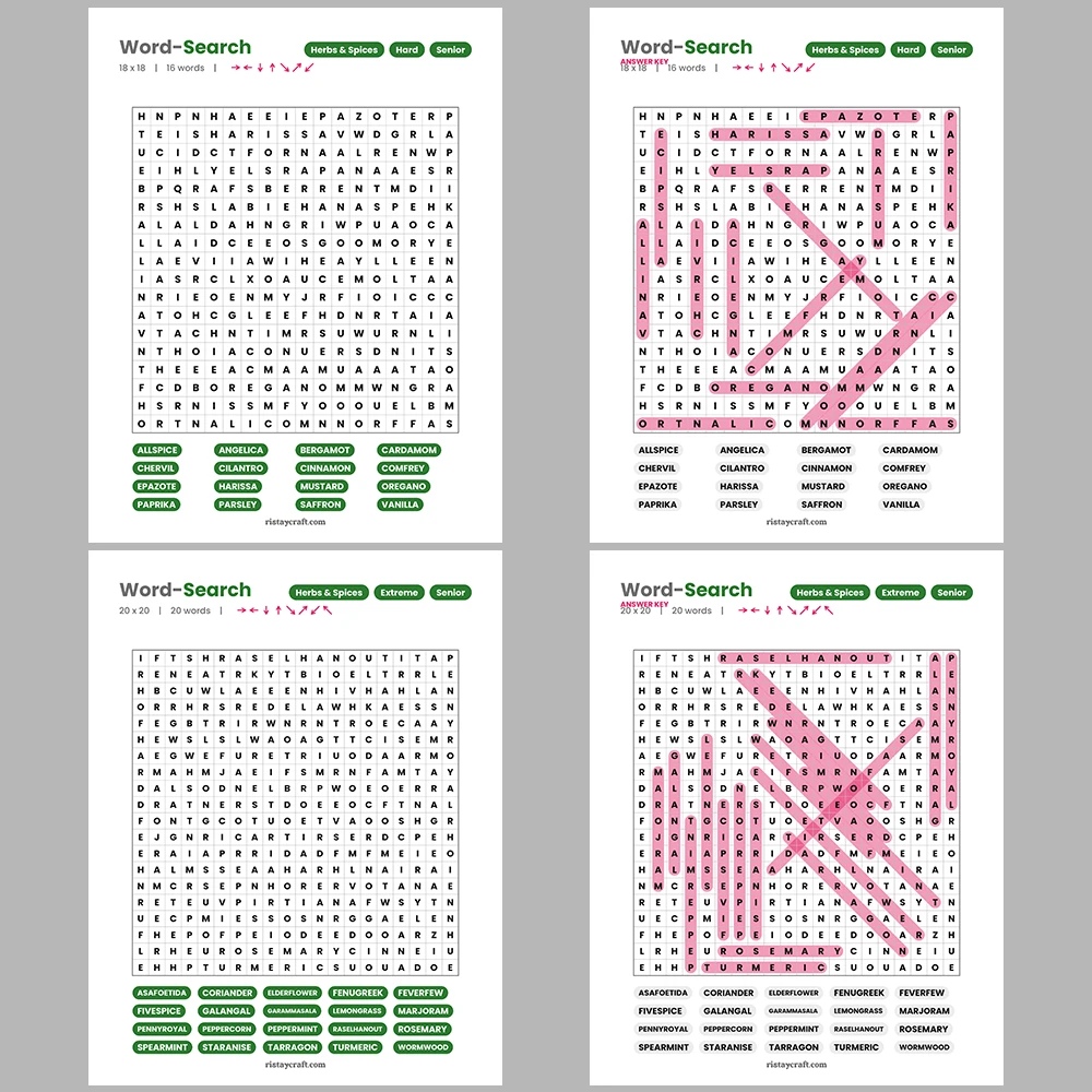 Word Search – Wine & Vineyards – Martial Arts – Themes
