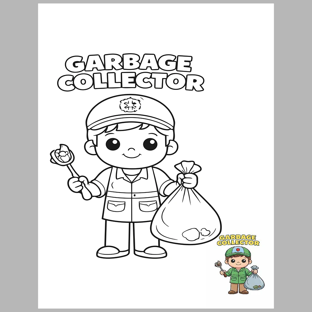 Professions Coloring Book with Cute Kawaii Characters / With Reference Images