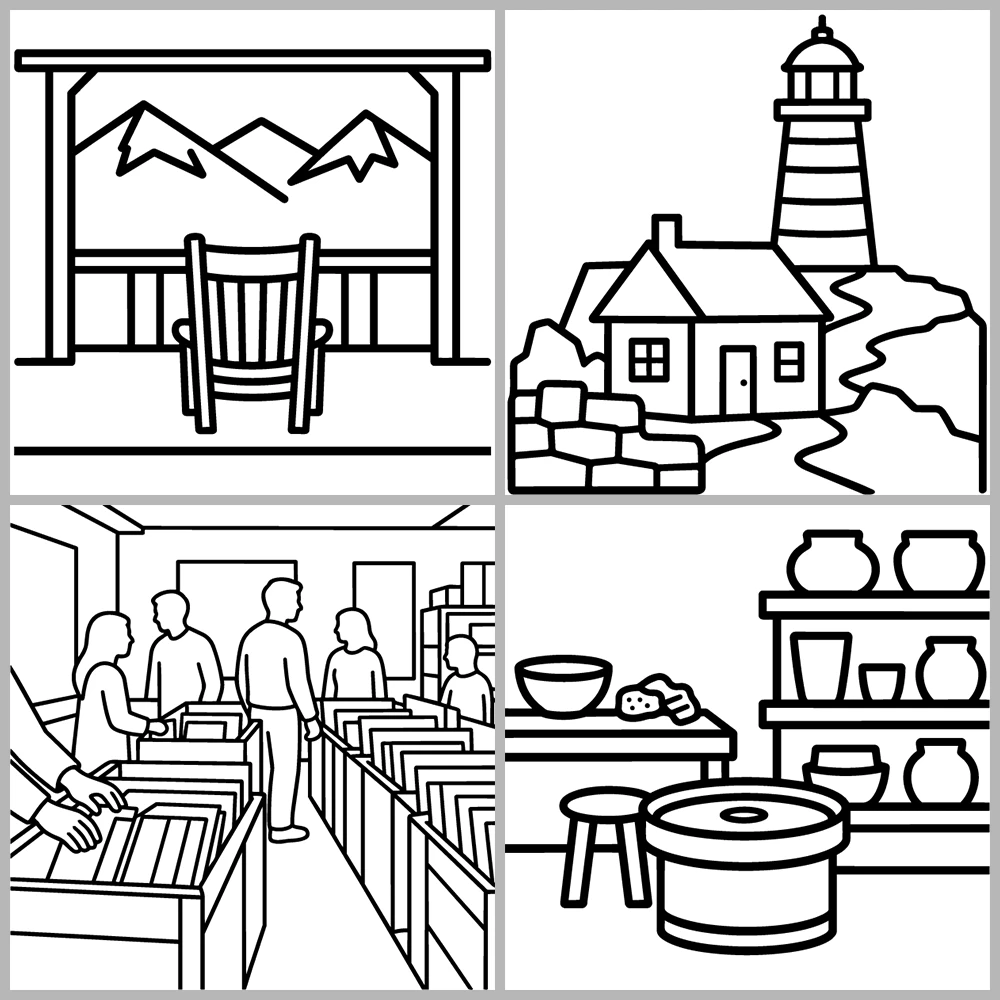 Cozy Travel – Places Coloring Book