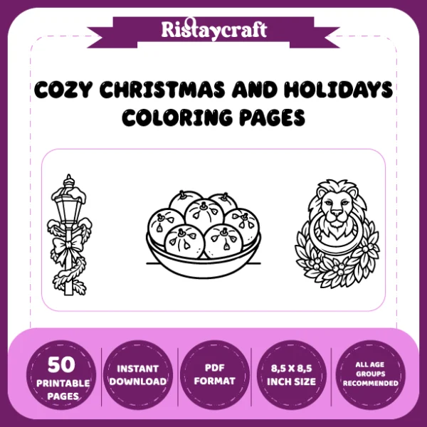 Cozy Christmas and Holidays Coloring Book