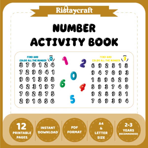 Number Recognition and Coloring Activity Book