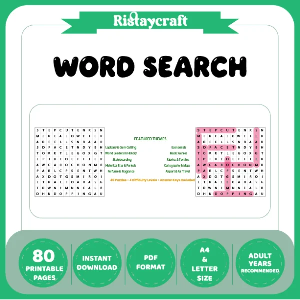 Word Search – World Leaders in History – Music Genres -Themes