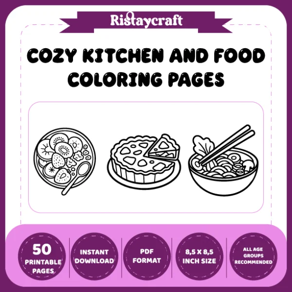 Cozy Kitchen and Food Coloring Book