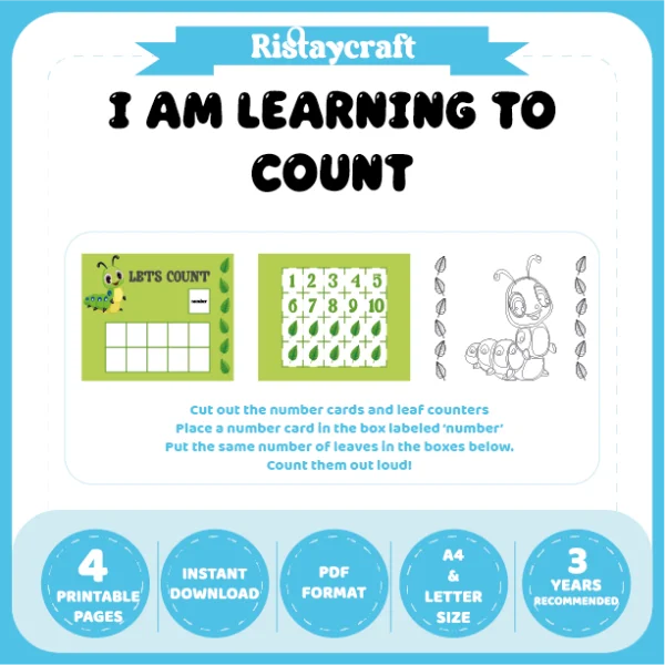 I Am Learning to Count Caterpillar-Themed Number Matching Activity Book
