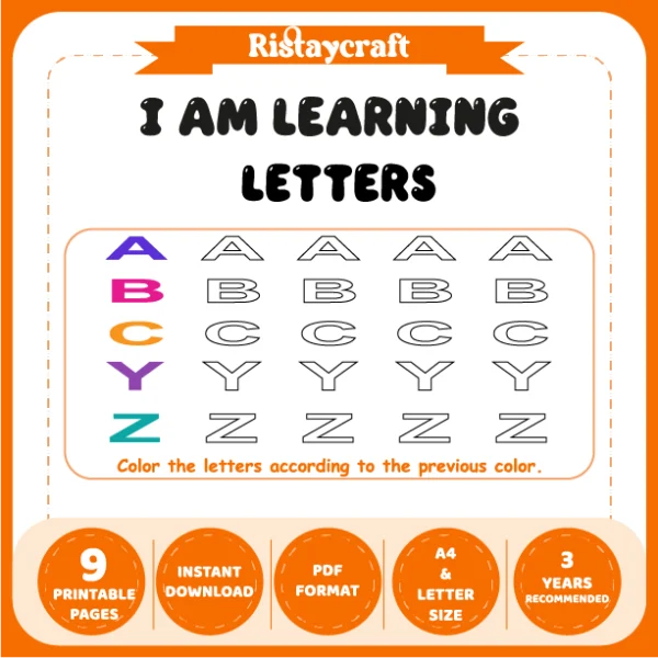 I Am Learning the Letters Uppercase Letter Coloring Activity
