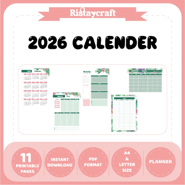 Tropical-Themed Daily and Monthly Planner – 2026
