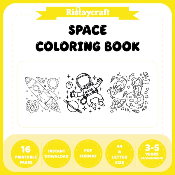Space-Themed Coloring Pages – With Reference Images