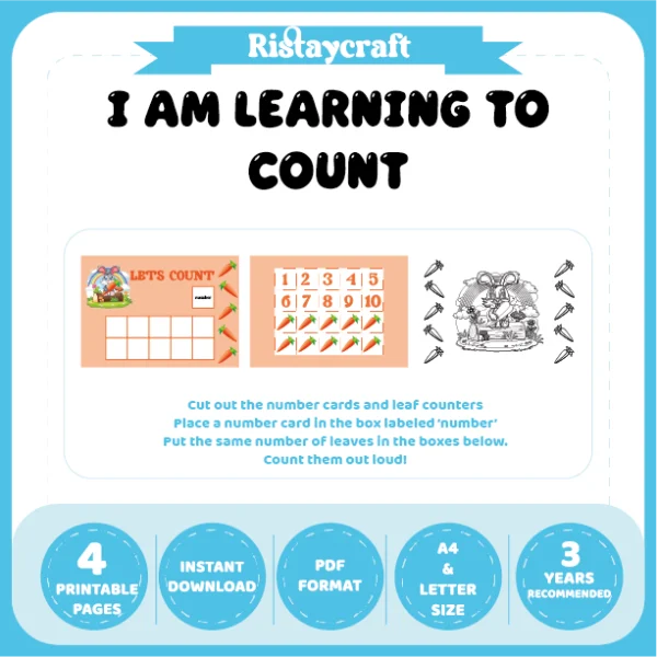 I Am Learning to Count Rabbit-Themed Number Matching Activity Book