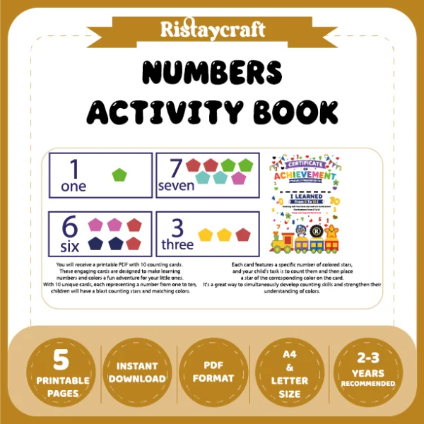 Star-Themed Number Matching Activity Book