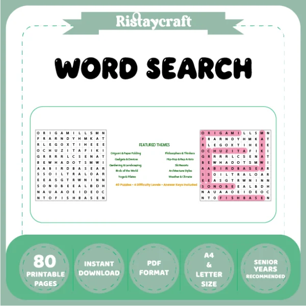 Word Puzzle – Origami & Paper Folding – Philosophers & Thinkers – Themes