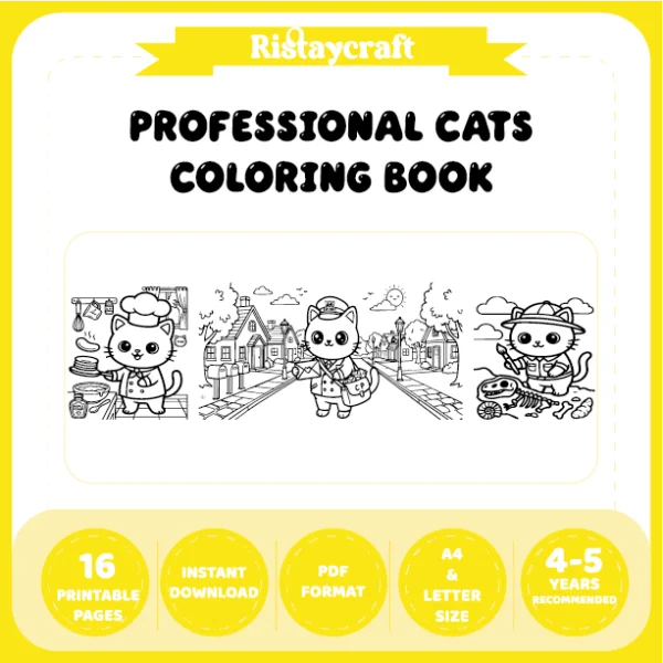 Cats at Work Coloring Pages – With Reference Images