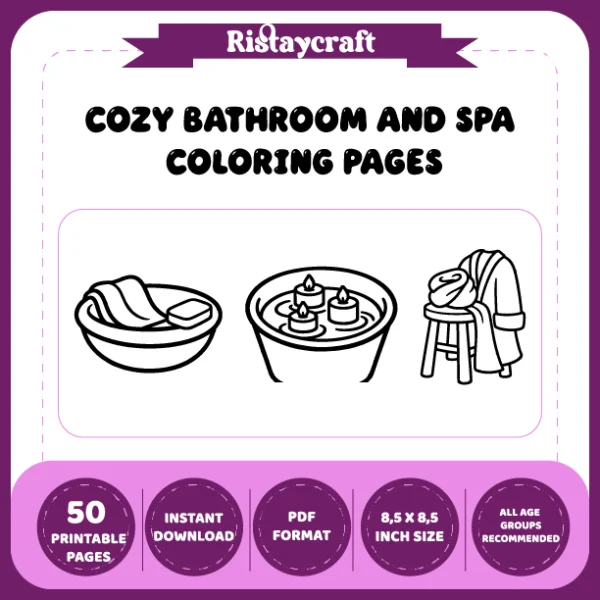 Relaxing Bath and Spa Coloring Pages with Bold Lines