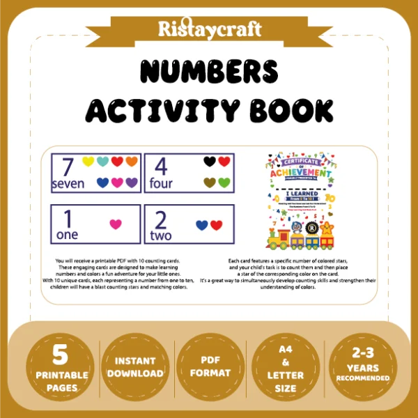Heart-Themed Number Matching Activity Book