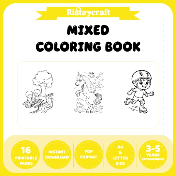 Mixed coloring pages – With Reference Images.