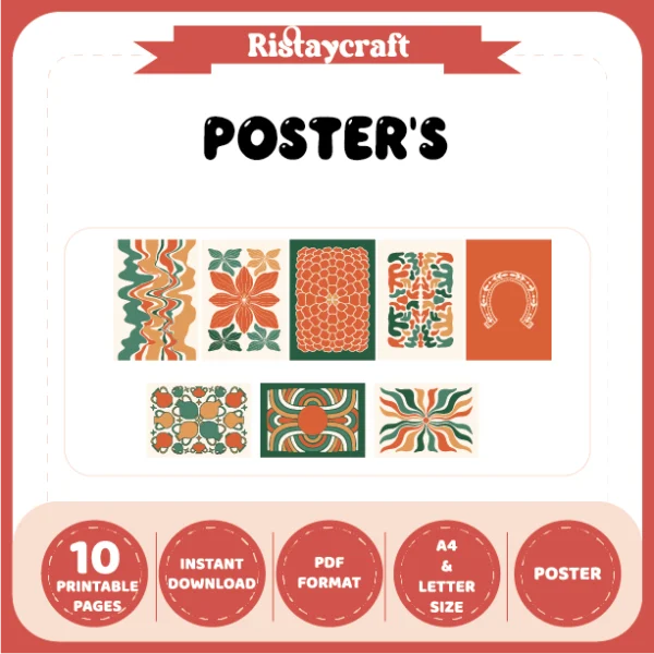 orange and green themed posters