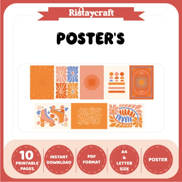 orange and blue themed posters