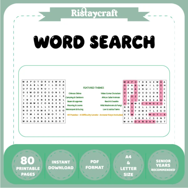 Word Puzzle – Chinese Dishes – Video Game Characters – Themes