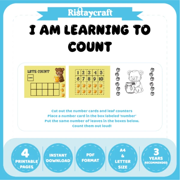 I Am Learning to Count Bear-Themed Number Matching Activity Book