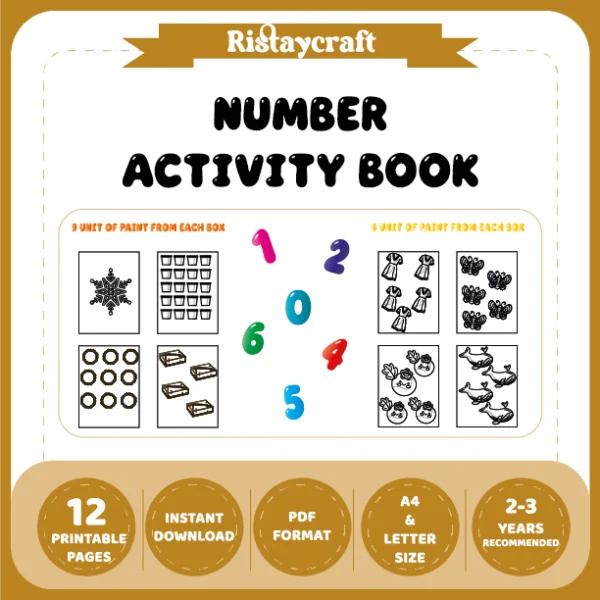 Number and Object Matching and Coloring Activity Book