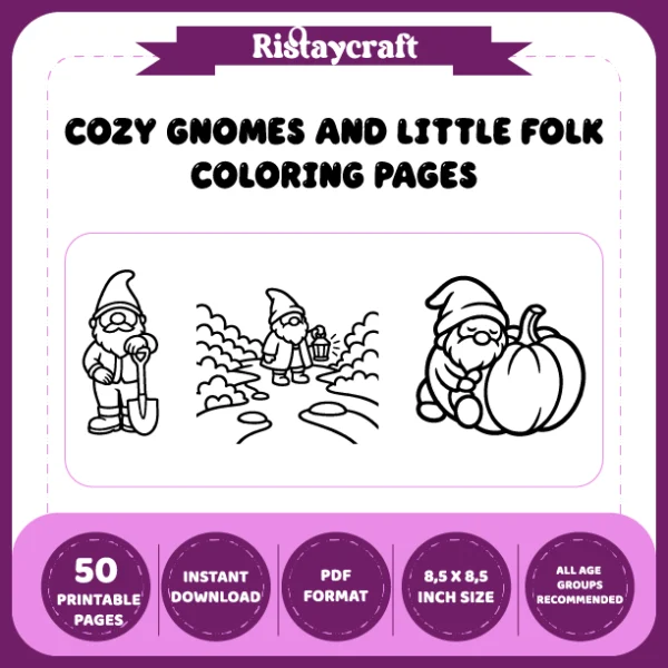Cozy Gnomes and Little Folk Coloring Book
