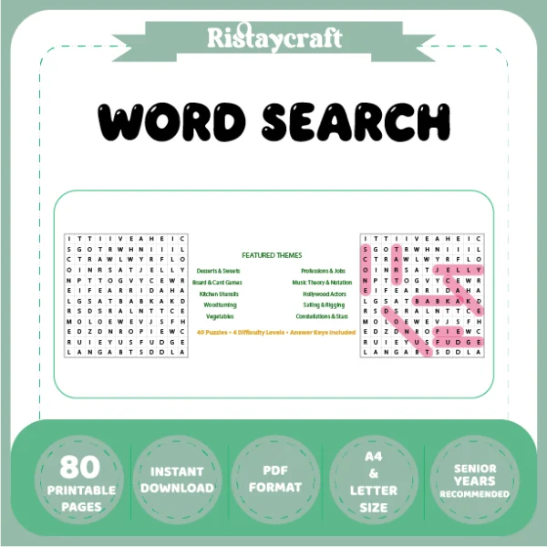 Word Puzzle – Desserts & Sweets – Professions & Jobs – Themes
