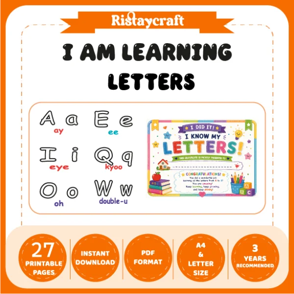 Learning Letters: Uppercase and Lowercase Letter Coloring Activity (With Pronunciation)