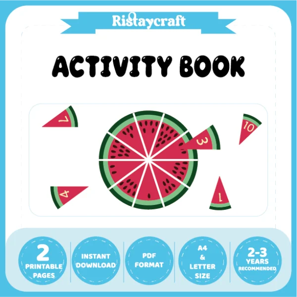 Watermelon-Themed Number Matching Activity Book