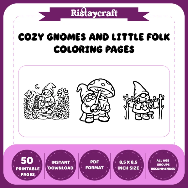 Cozy Gnomes – Little Folk Coloring Book