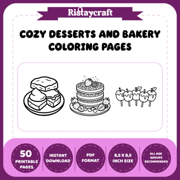 Cozy Desserts – Bakery Coloring Book