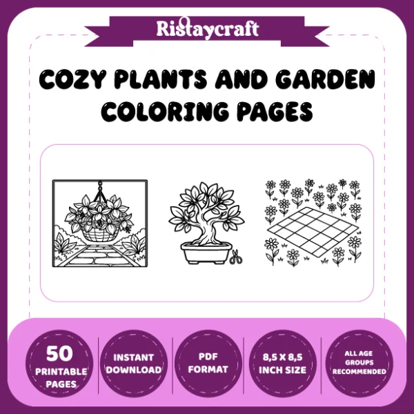 Cozy Plants and Garden Coloring Book