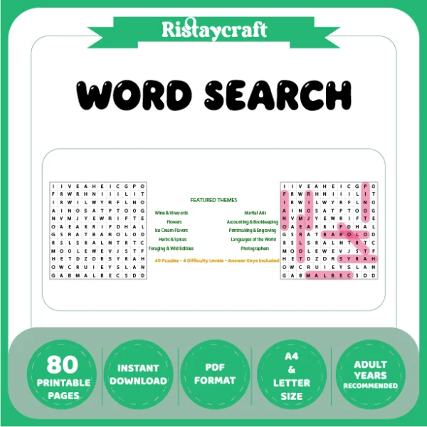 Word Search – Accounting & Bookkeeping – Ice Cream Flavors – Themes