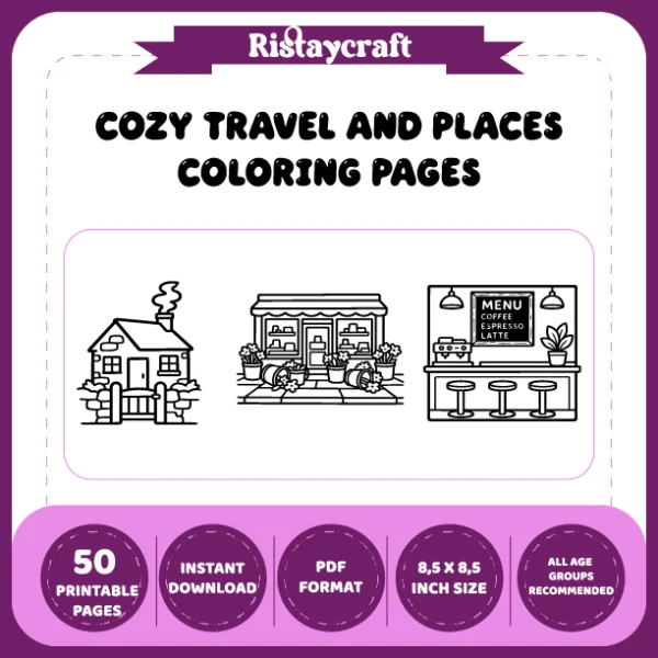 Cozy Travel – Places Coloring Book