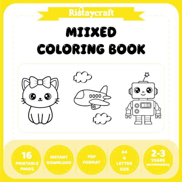 Mixed Coloring Pages for Kids – With Reference Images