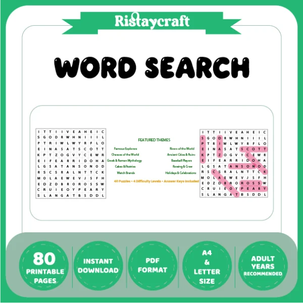 Word Search – Greek & Roman Mythology – Rivers of the World – Themes