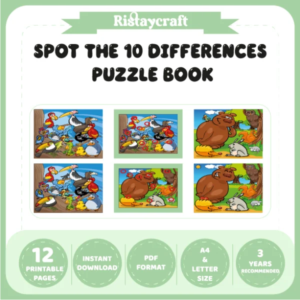 Spot the 10 Differences Puzzle Book