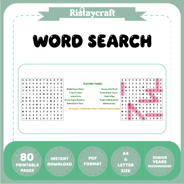 Word Search – Codes and Ciphers – Puzzles and Brain Teasers – Themes