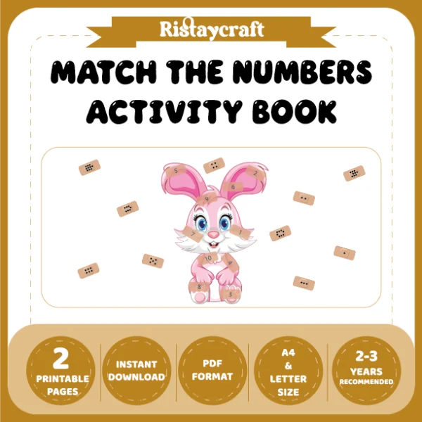 Rabbit-Themed Number Matching Activity Book
