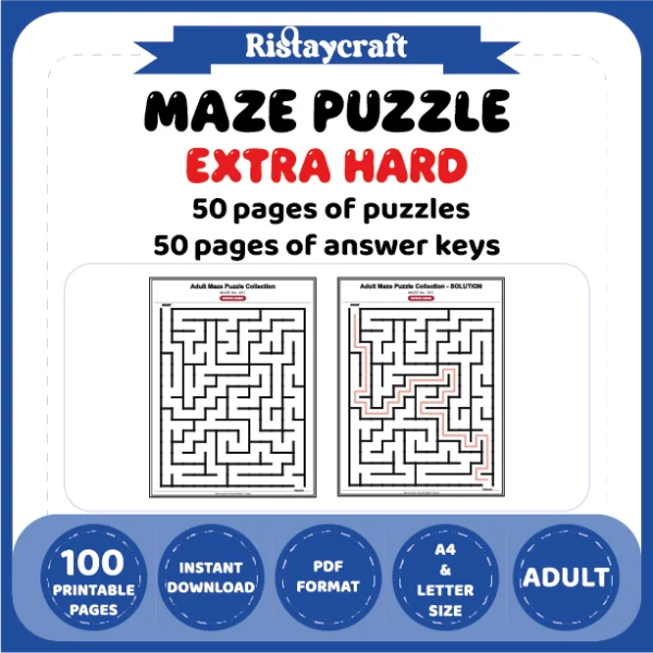 Maze Puzzle Extra Hard 50 Pages of Puzzles – Vol. 11