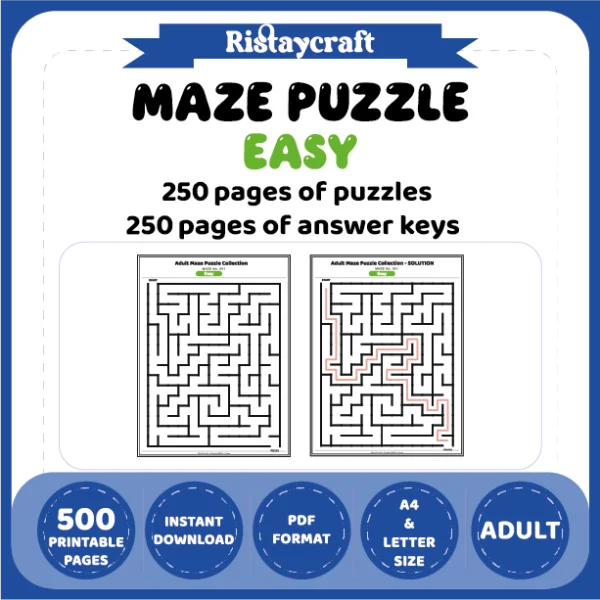 Maze Puzzle Easy 250 Pages of Puzzles – Vol. 3
