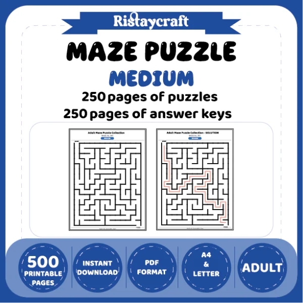 Maze Puzzle Medium 250 Pages of Puzzles – Vol. 3