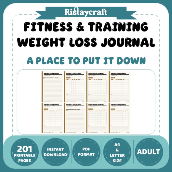 Fitness & Training Weight Loss Journal 201 Pages
